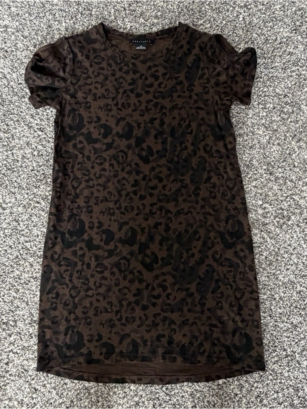 Sanctuary Leopard Print Mini Dress XS Brown Black Puff Sleeve Womens